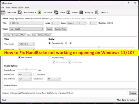 How To Fix Handbrake Not Working Or Opening On Windows Steps