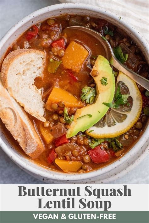 Comforting Butternut Squash Lentil Soup Recipe In 2022 Vegan