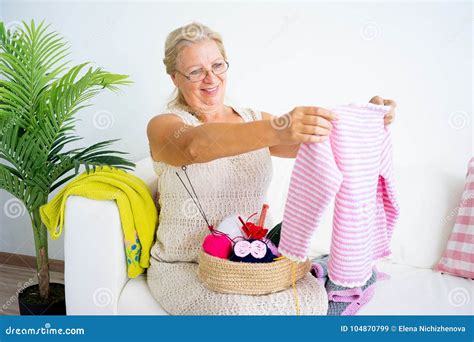 Grandmother Knitting At Home Stock Image Image Of Elderly