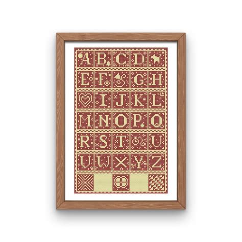 Red Alphabet Sampler, Cross Stitch, Cross Stitch Sampler, Emnellie ...