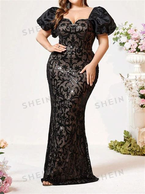 SHEIN Belle Plus Size Women S Black Lace See Through Luxury Positioning