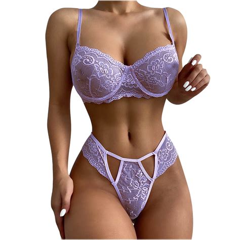 Rbaofujie Women Lingerie Sexy Sets With Underwire Lace Bra And Panty Set Push Up Two Piece