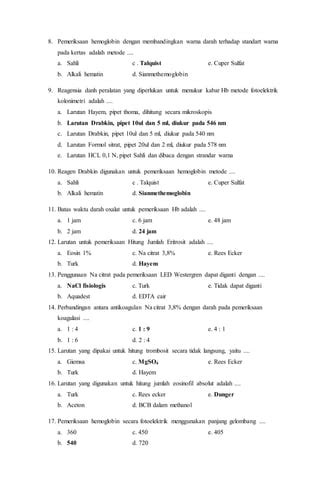 Soal Soal Hematologi PDF