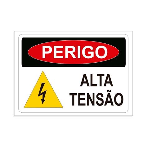 Placa de Sinalização Perigo Alta Tensão em Pvc MadeiraMadeira