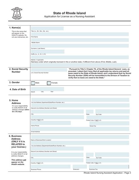 Rhode Island Application For License As A Nursing Assistant By