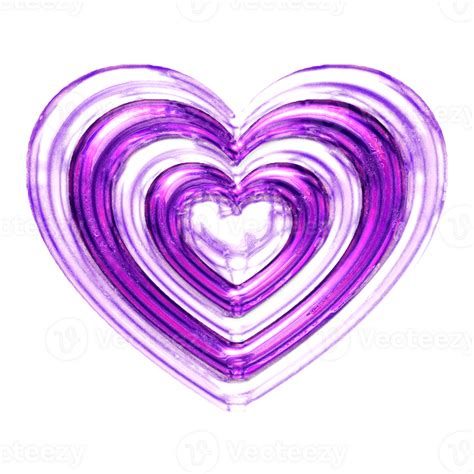 Y2K Heart Purple Sticker Element With Chrome Effect 28142433 PNG