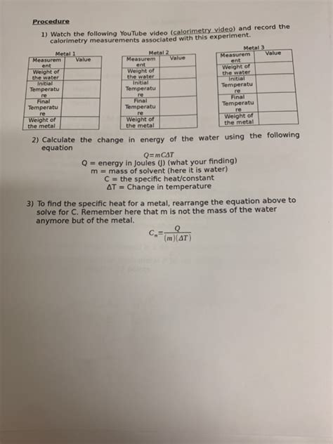 Chem Calorimetry Lab Objectives To Understand Chegg