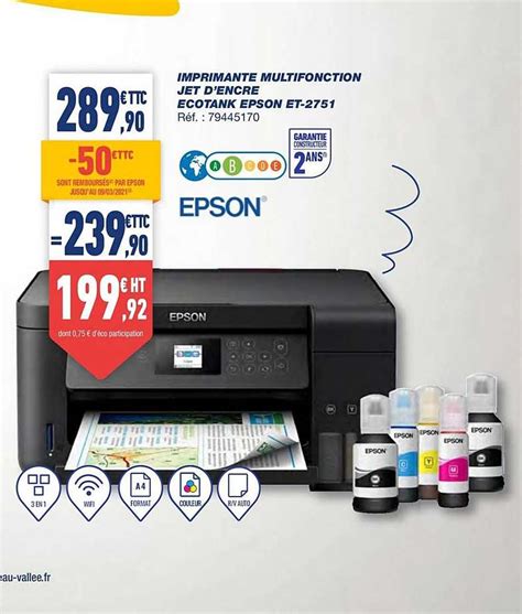 Promo Imprimante Multifonction Jet D Encre Ecotank Epson Et Chez