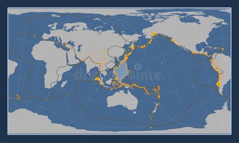 Philippine Sea Tectonic Plate Contour Patterson Cylindrical Ob Stock