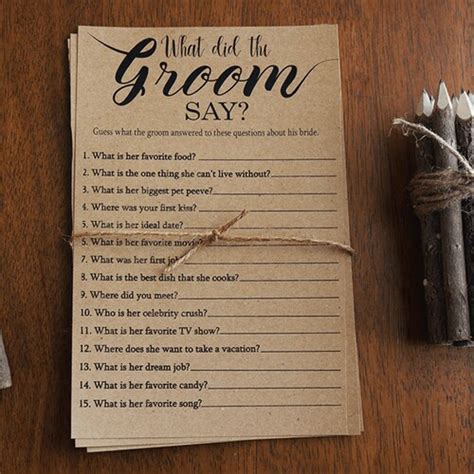 What Did The Groom Say About His Bride Game Printable Etsy