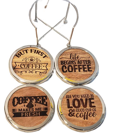 Set Of 4 Chrome And Wood Coasters Michaels Engraving