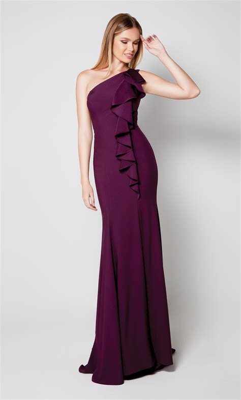 Formal Dress 27575 Long One Shoulder Straight Closed Back Alyce