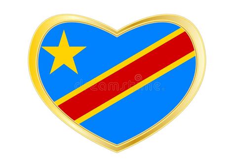 Flag Of Dr Congo In Heart Shape Golden Frame Stock Vector