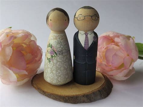 Wedding Cake Toppers Peg Dolls Custom Wedding Cake Toppers Etsy