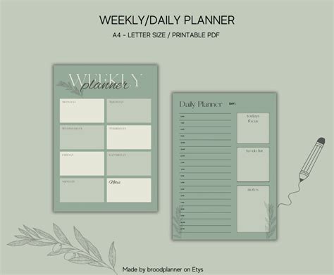 Weekly Planner Printable Landscape Minimalist Weekly Planner Etsy