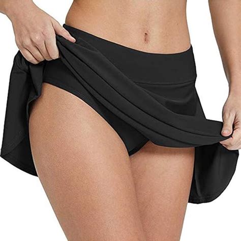 Damen Baderock Bikini Rock Mit Integrierter Innenslip Tasche Bikinirock