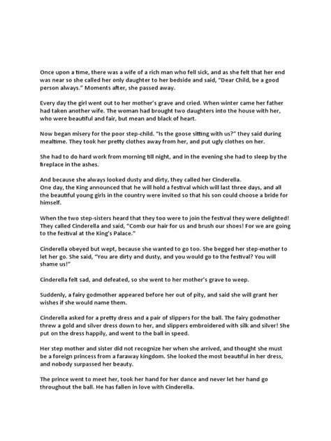 Cinderella Storytelling Text Pdf Cinderella Fairy Tales