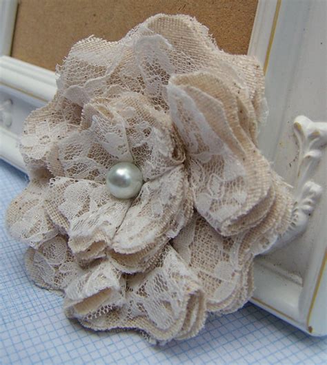 Lace Shabby Chic Fabric Flowers Set Of By Curtseyboutique