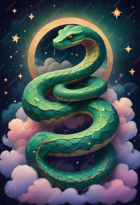 Chinese Zodiac Sign Snake A Drawing Of A Snake Premium Ai Generated Image