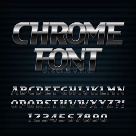 Fonte Do Alfabeto De Chrome Letras E Números Metálicos De Sans Serif Do