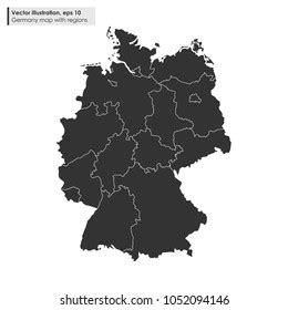 Germany Map Regions Vector Line Illustration 스톡 벡터 로열티 프리 1052094146