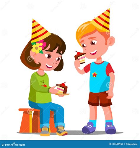 Kid Eating Cake Clipart