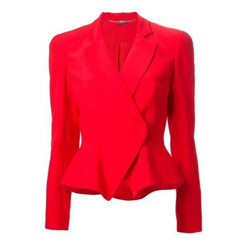 Red Peplum Silk Blend Blazer Brandalley