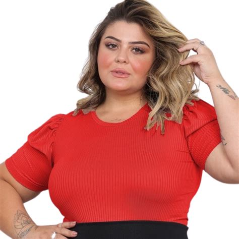 Blusinha Plus Size Canelada Manga Curta Princesa Premium Shopee Brasil