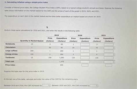 [solved] 1 Calculating Inflation Using A Simple Price Index Consider A Course Hero