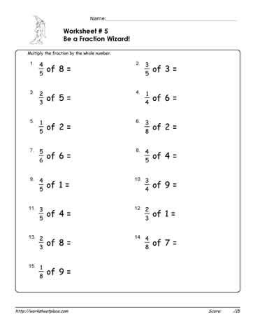 Multiply A Whole Number By A Fraction Worksheet