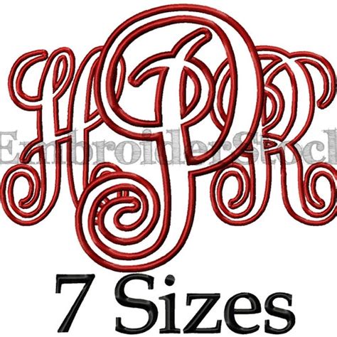 Interlocking Vine Applique Font Design Interlocking Monogram Etsy