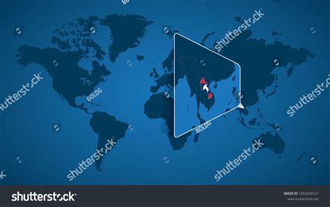 Detailed World Map Pinned Enlarged Map เวกเตอร์สต็อก ปลอดค่าลิขสิทธิ์ 1654290121 Shutterstock