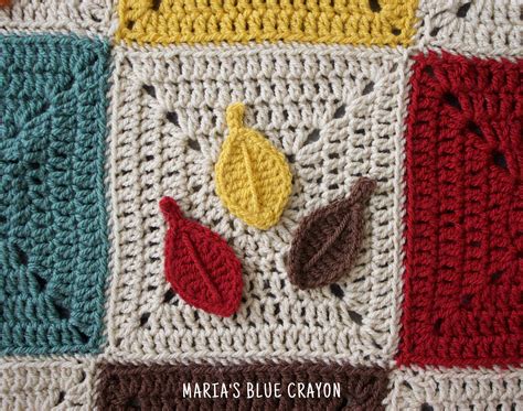 Crochet Leaves Applique Pattern - Maria's Blue Crayon