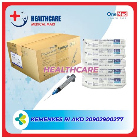 Jual Syringe Onemed Spuit 3cc Suntikan 1cc 5cc 10cc 20cc Harga Ecer