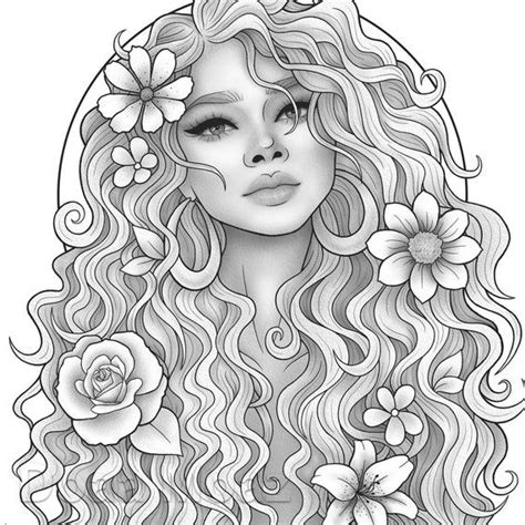 Printable Coloring Page Fantasy Character Black Girl Etsy France