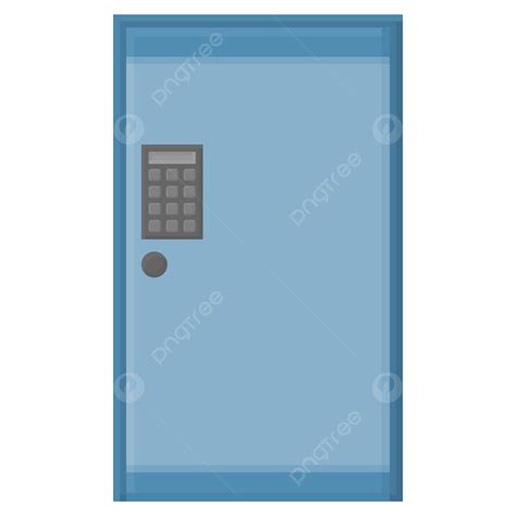 Blue Door With Security Password Lock Vector Door Lock Vector Png