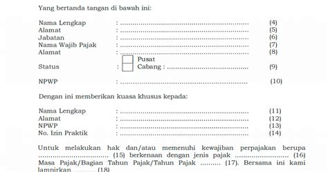 Detail Surat Kuasa Pengurusan Pajak Koleksi Nomer