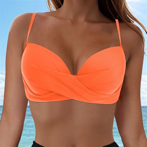 Women Swim Bikini Top High Neck Bathing Suit Top Swimwear String Bikini Panties Front Tie Bikini