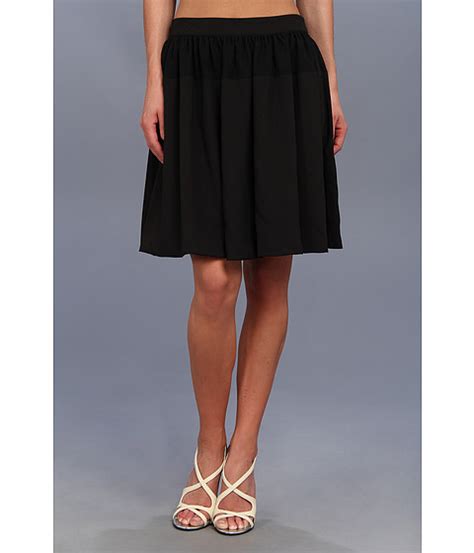 Calvin Klein Chiffon Detail Pleated Circle Skirt Black