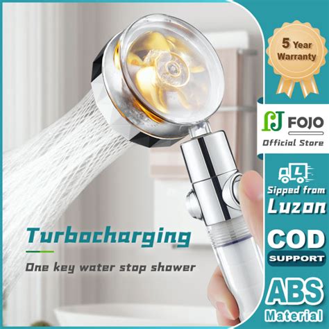 【fojo】shower Head Water Saving Flow 360 Degrees Rotating With Small Fan