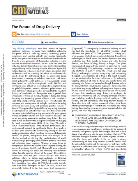 Gao Et Al 2023 The Future Of Drug Delivery The Future Of Drug