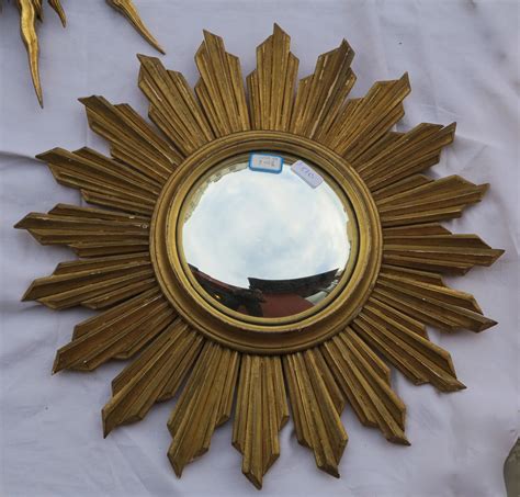 1950 Miroir soleil Convexe bois doré 57 cm abcpascal antiquites