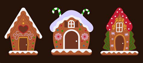 Collection Of Colorful Gingerbread Houses For Christmas Decoration