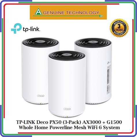 TP LINK Deco PX50 3 Pack AX3000 G1500 Whole Home Powerline Mesh