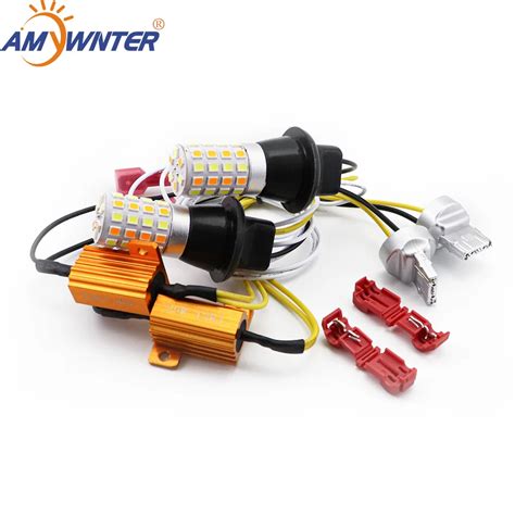 AMYWNTER T20 Drl 7440 Canbus 21W Samochodowa Lampka LED Podw Jny Kolor