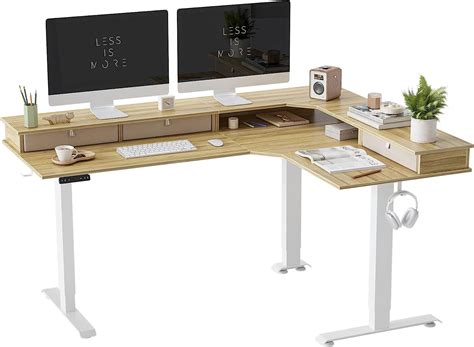 Amazon Fezibo Triple Motor L Shaped Standing Desk With