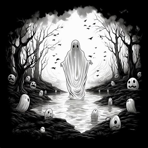 Premium Ai Image Handdrawn Halloween Ghost Characters Spooky Art