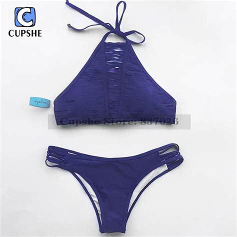 Cupshe Clear Amethyst Halter Bikini Set Women Summer Sexy Swimsuit