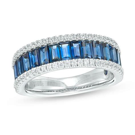 Vera Wang Love Collection 1 3 CT T W Diamond And Blue Sapphire Band