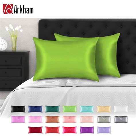 Bedding 2 Pack Satin Pillowcase Green King Size 20x36 Silky Pillowcases For Hair And Skin